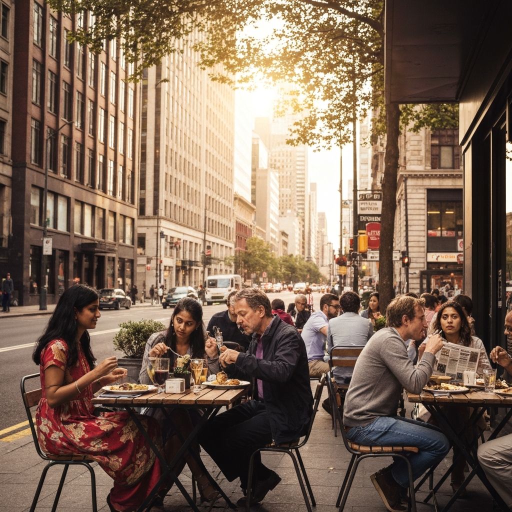 Eating outside in urban setting